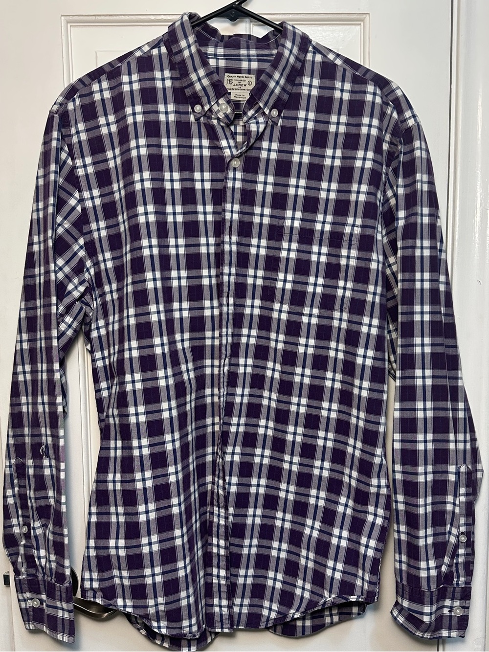 Men's J. Crew Purple Plaid Button-Down Shirt - Classic Casual Men’s Large